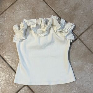 Anthropologie Cream Ruffle Blouse